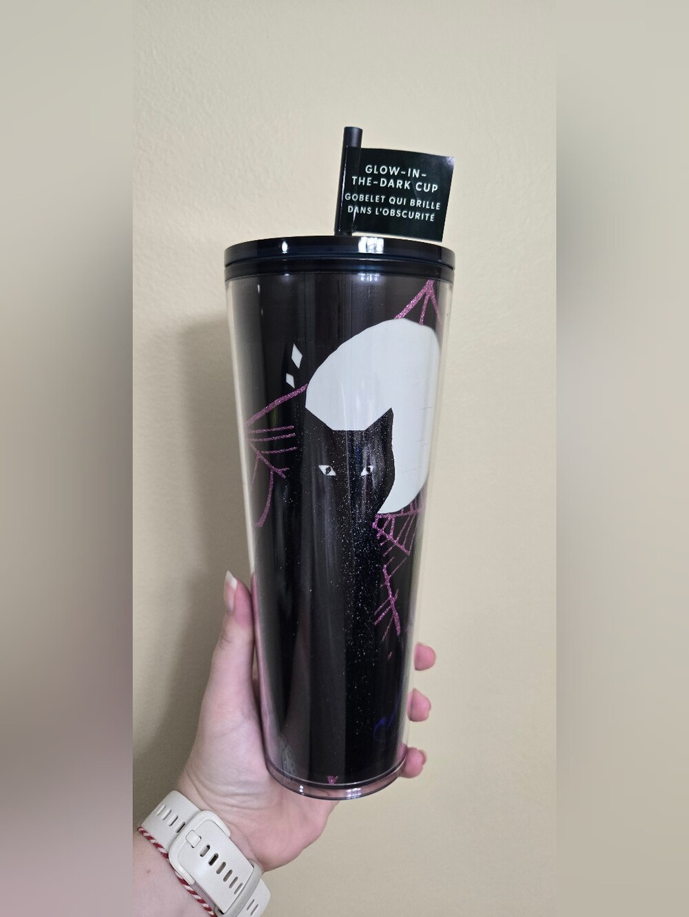 Statbucks Halloween Glow-In-The-Dark Black Cat Tumbler